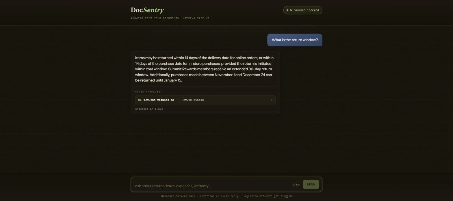 DocSentry interface, view 3