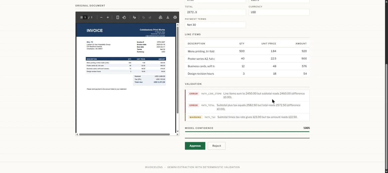InvoiceLens interface, view 3